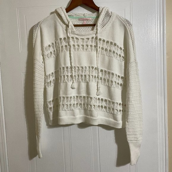 Victoria's Secret Sweaters - Victoria's Secret White Crochet Hoodie